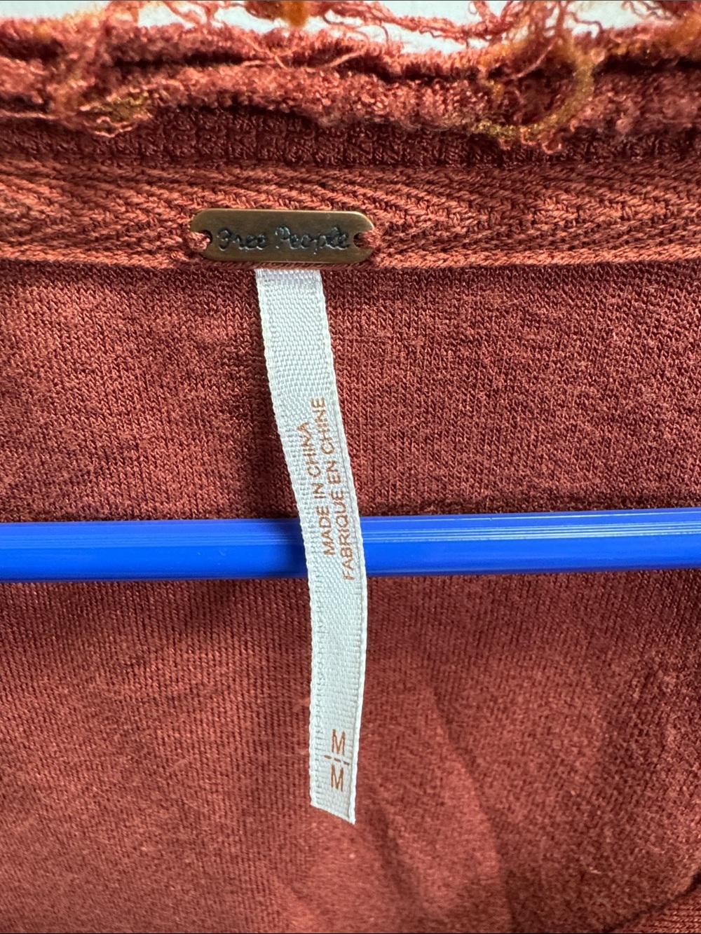 Free People Distressed Tie-Front Ribbed Top - Rust - Picture 2 of 6
